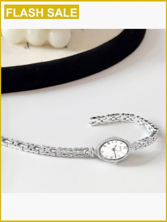 Oval Vintage Analog Quartz Wrist Watch with Roman Numerals Alloy Steel main image 4